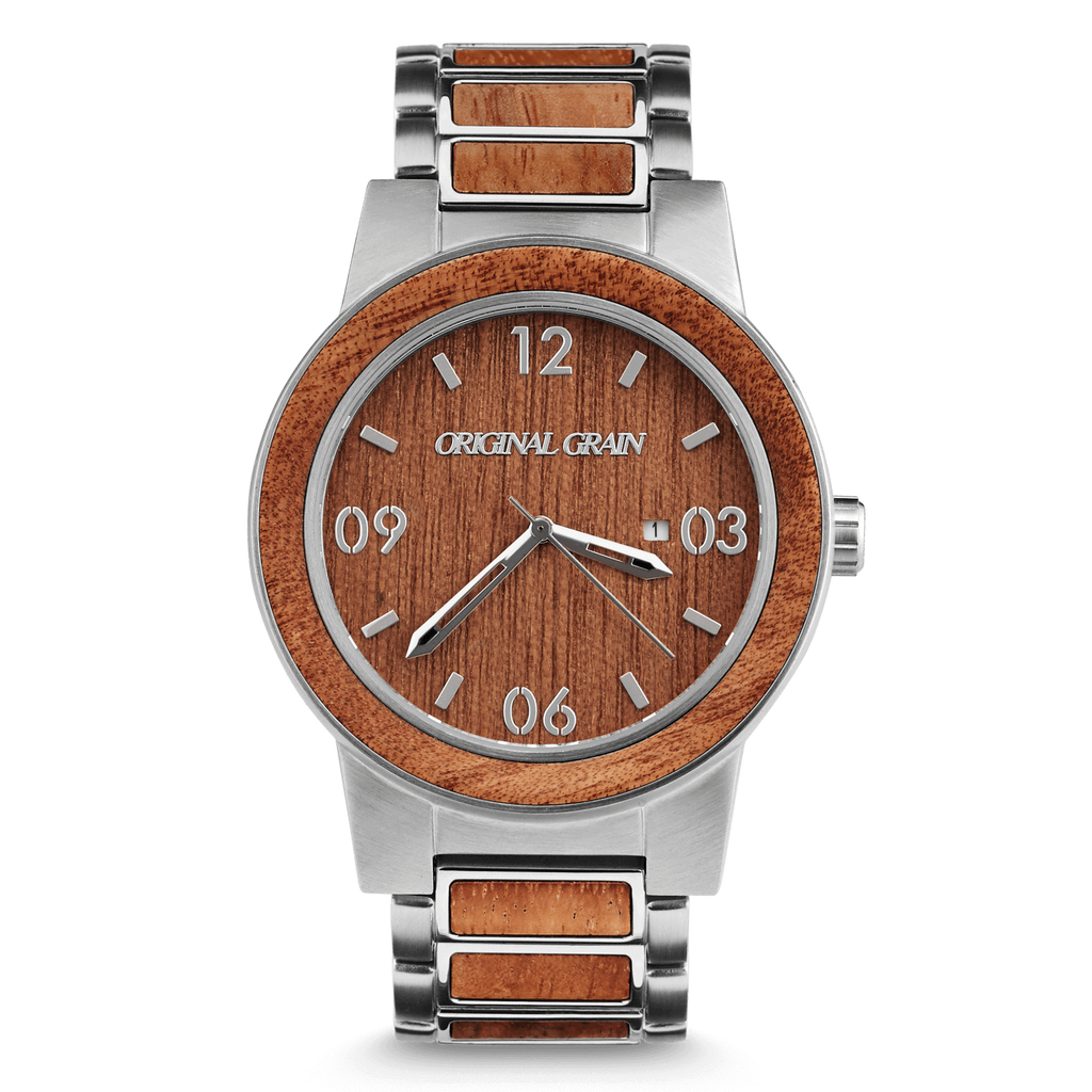 Mahogany / Brushed Silver / Wood Dial