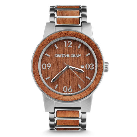 Mahogany / Brushed Silver / Wood Dial