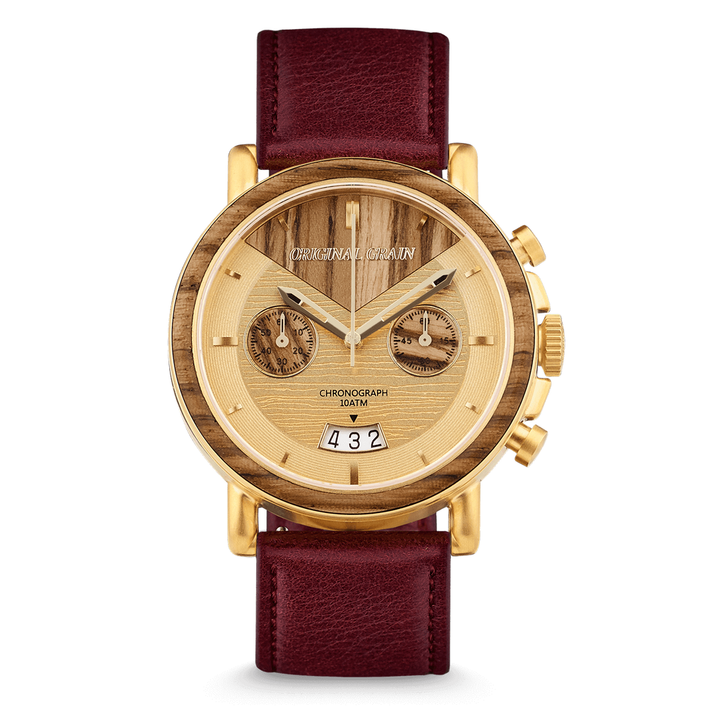 Chrono Zebrawood / Gold Leather